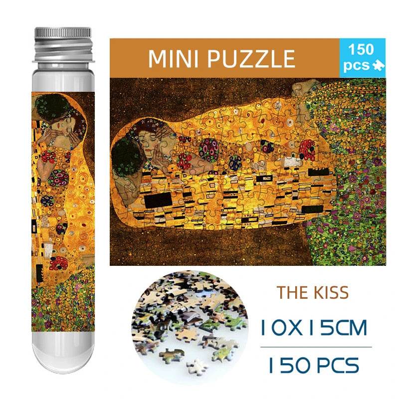 MaxRenard Jigsaw Puzzle 150pcs Mini Test Tube 15*10cm Travel Game World Famous Van Gogh Oil Paintings - AIAZ