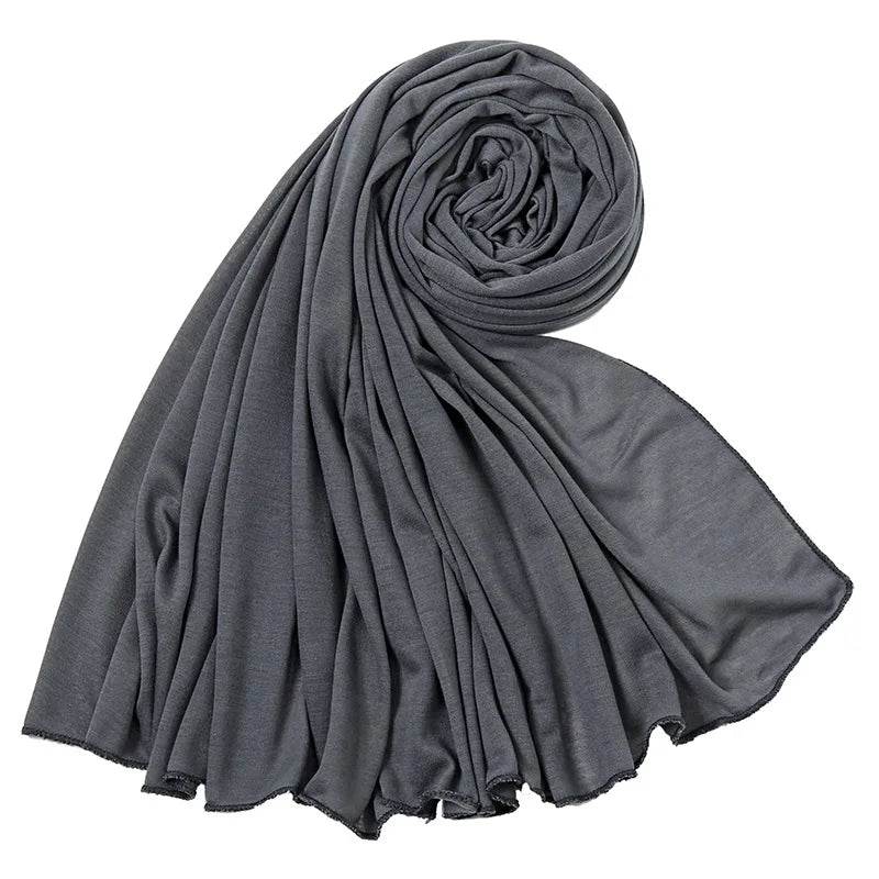 Hot Muslim Fashion Woman Soft Hijabs Scarf Shawl Plain Cotton Jersey Scarves Turban Women Long Shawls Head Wrap Headband Abaya - AIAZ