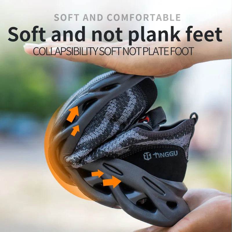 Men's safety shoes are anti impact, anti puncture, soft, comfortable, breathable, anti slip, and wear-resistant work shoes - AIAZ