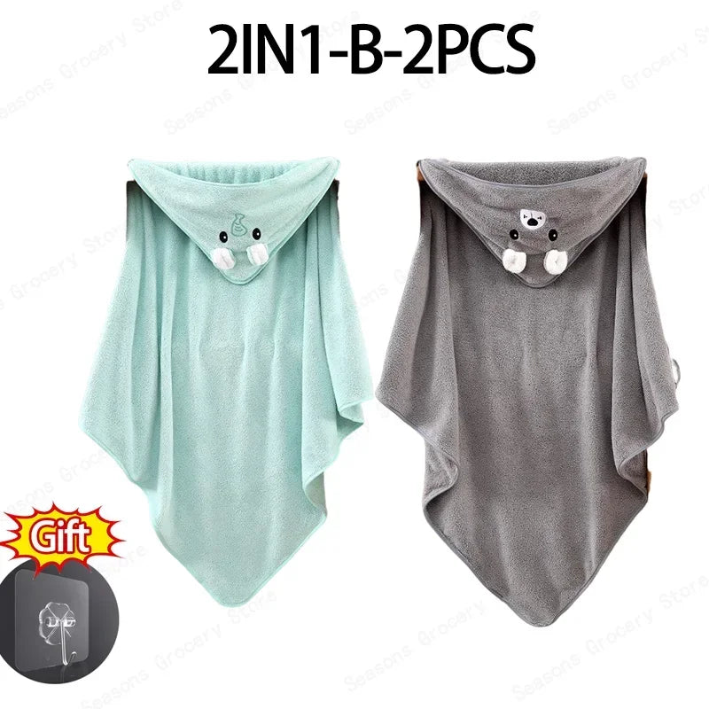 Hooded Coral Velvet Baby Bath Towel Cartoon Baby Elephant Wrap Blanket Super Absorbent Warm Bathrobe Newborn Baby Bath Towel