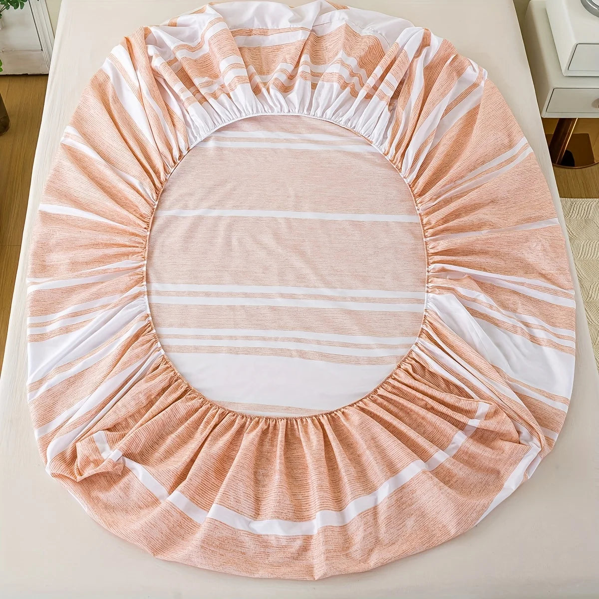 3-Piece Striped Fitted Sheet Set – Luxuriously Soft & Breathable – Includes 1 Fitted Sheet and 2 Pillowcases for Cozy Sleep – Pe