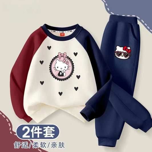 Autumn Baby Girl Clothes Set Cartoon Printed Pullover Sweatshirts Top And Pants Bottom 2 Pieces Suit Kid Children Boy Tracksuits