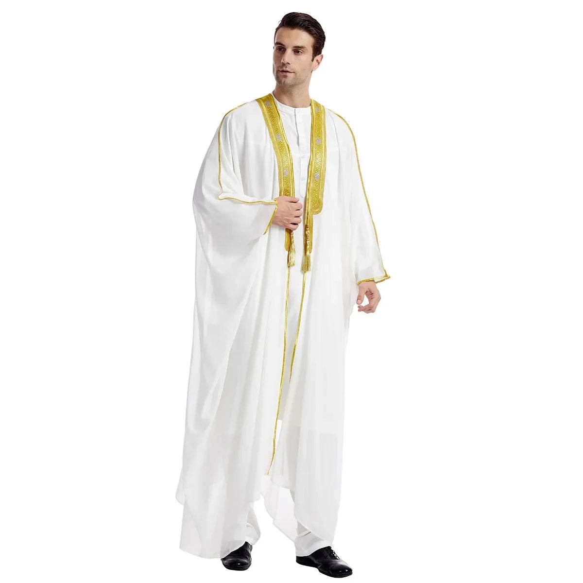Islamic Clothing Men Robe Arabic Costumes Kaftan Muslim Man Moroccan Casual Long Dress Striped Middle East National Costume - AIAZ