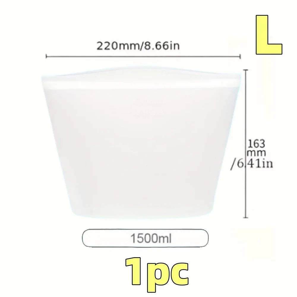 1/3pcs Silicone Food Containers Reusable Storage Bags Leakproof Ziplock Bag Set for Fridge Freezer Fresh-Keeping Kitchen Organiz