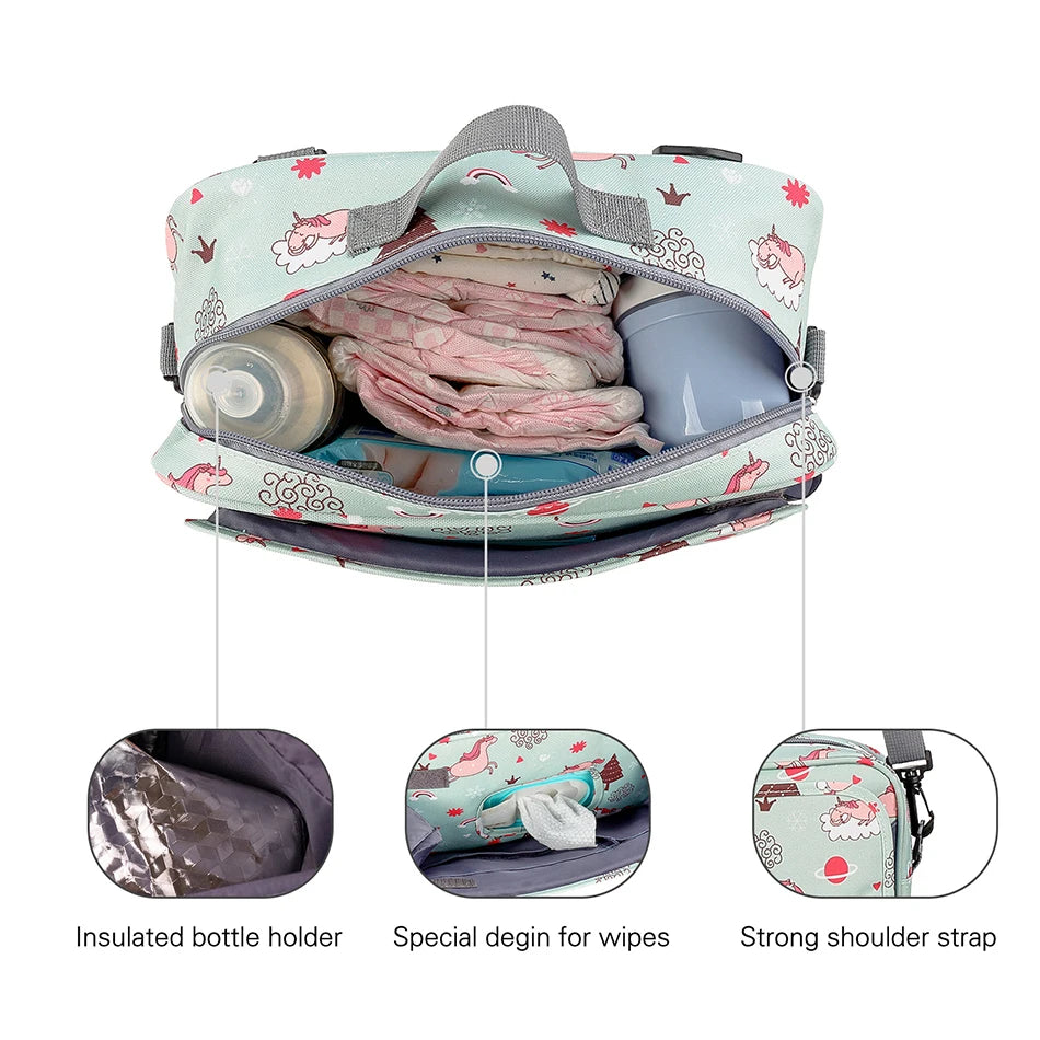 Women Multi-functional Messenger Bags Outdoor Waterproof Stroller Hanging Bag Baby Diaper Bags Adult Casual Cartoon Shoulder Bag
