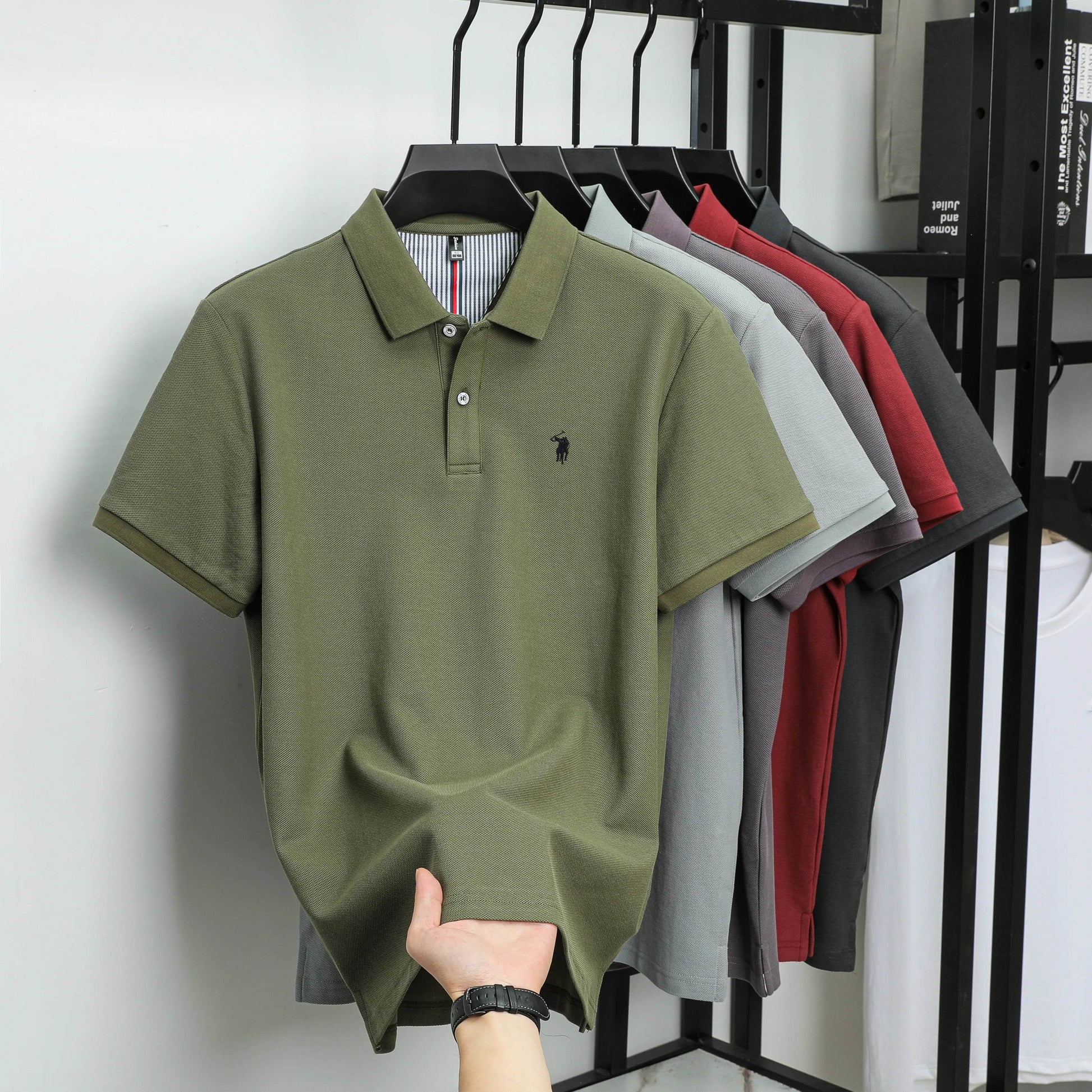 100% pure cotton summer new fashionable men's shortsleeved luxury customized business polo shirt exquisite embroidery Tshirt top - AIAZ