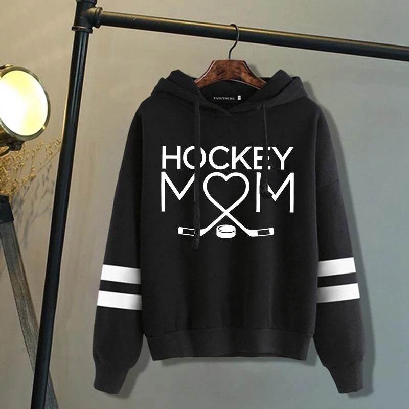 Fashion Women'S Hooded Autumn And Winter Fleece Stripe Hoodies/Sweater For Women Casual Hockey Mom Printed Long Sleeve Pullover - AIAZ