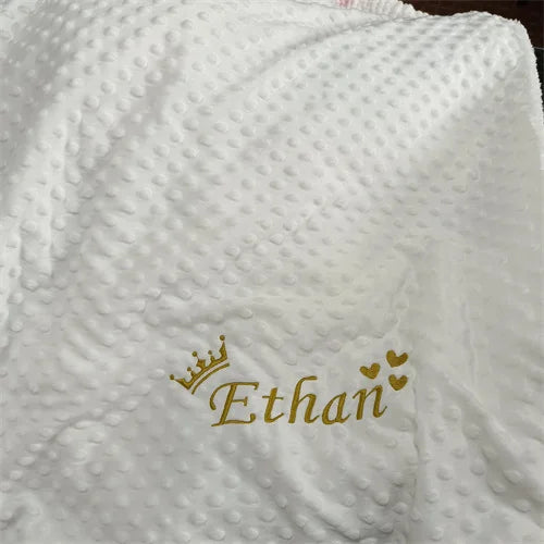 Personalized Bubble Minky Fleece Baby Blanket with Name DIY Custom Toddler Crib Stroller Blanket For Newborn Baby Birthday Gift