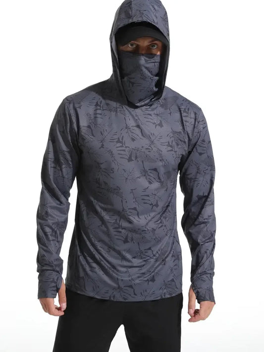 Fishing Shirt Hooded Men Fishing Clothes Outdoor Summer Mask Hoodie Sun Uv Protection Performance Jersey