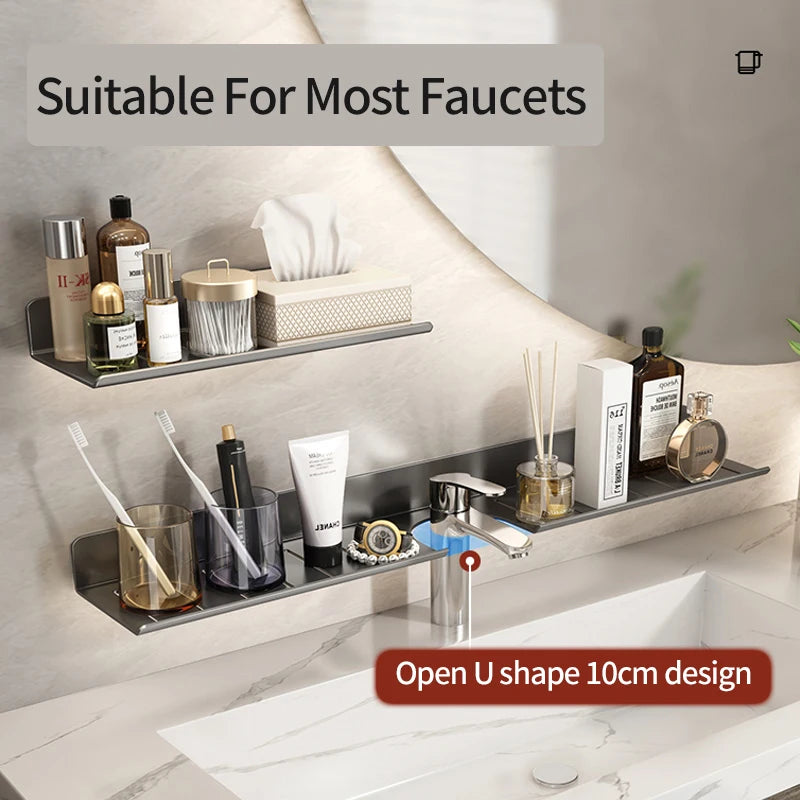 Faucet storage tray, bathroom storage rack, mirror front toilet, washbasin, washbasin, non perforated bathroom rack