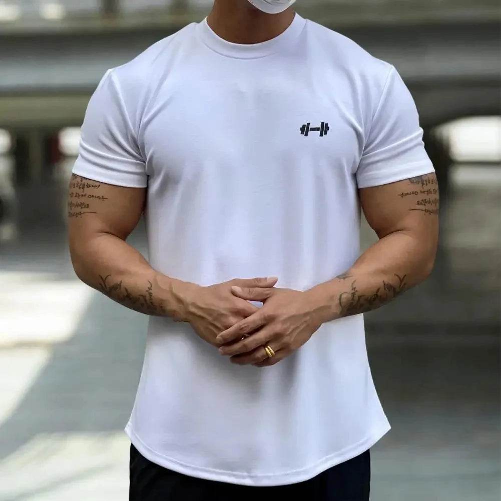 2025 Men T-shirt Male Sports Gym Muscle Fitness T Shirt Blouses Loose Half Sleeve Summer Bodybuilding Tee Tops Men's Clothing - AIAZ