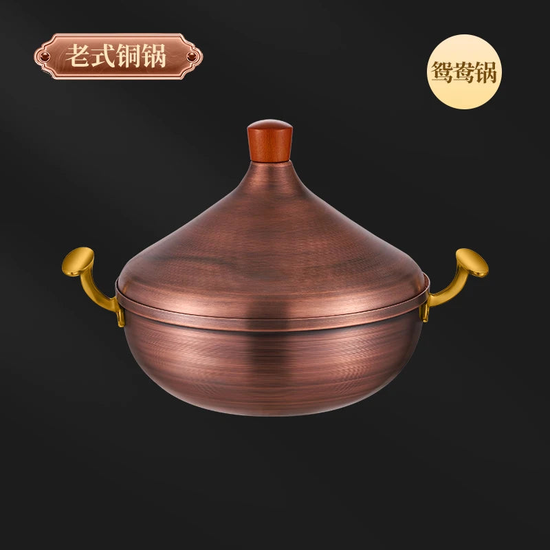 Hot Pot Pure Copper Moroccan Tagi Pot,Southeast Asian Soup Pot,Tom Yin Gong Hot Pots for Cooking,Thai Characteristics Tablewares