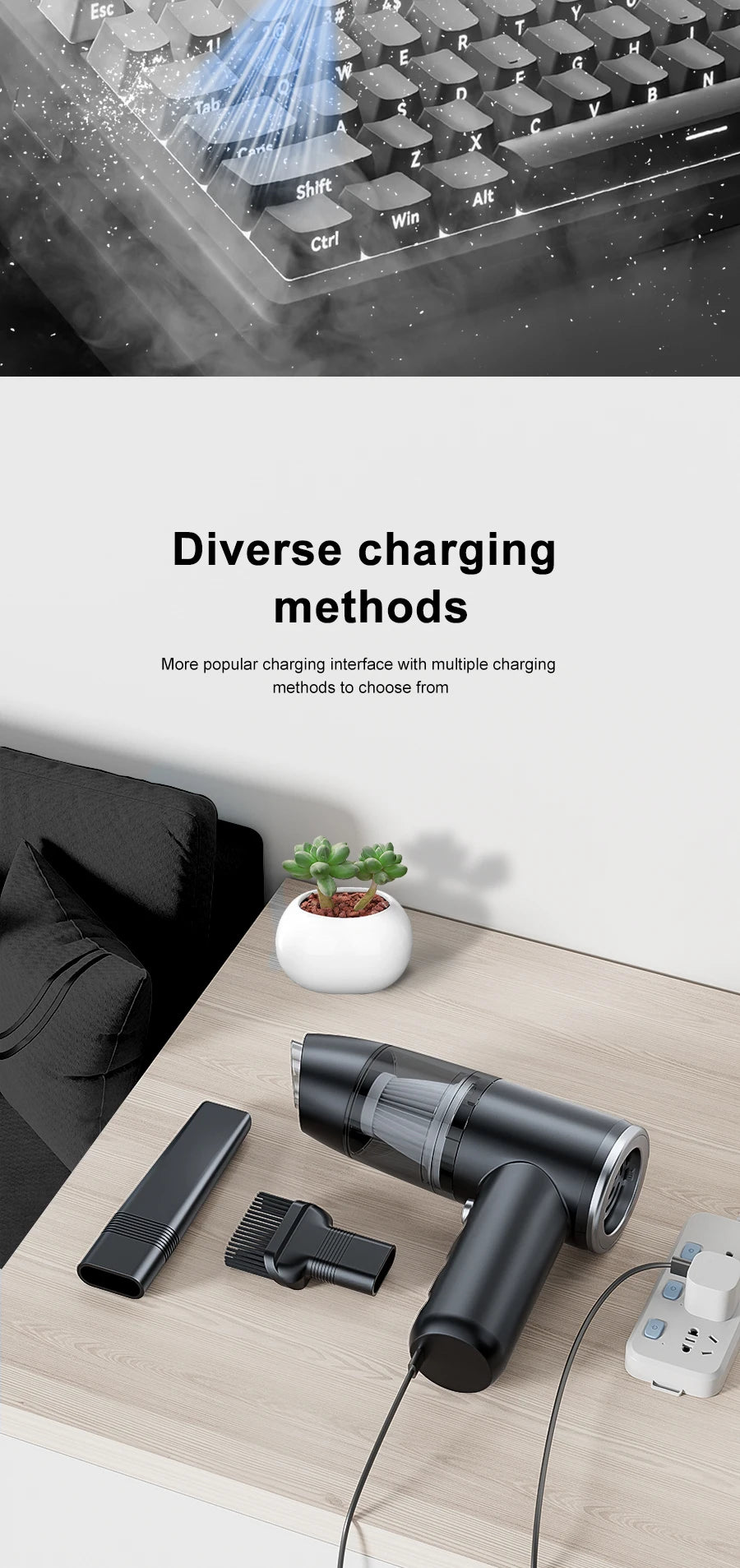 Handheld Portable Dualuse Wireless Vacuum Cleaner Household Car Mounted High-power 3500pa Suction Multifunctional Vacuum Cleaner