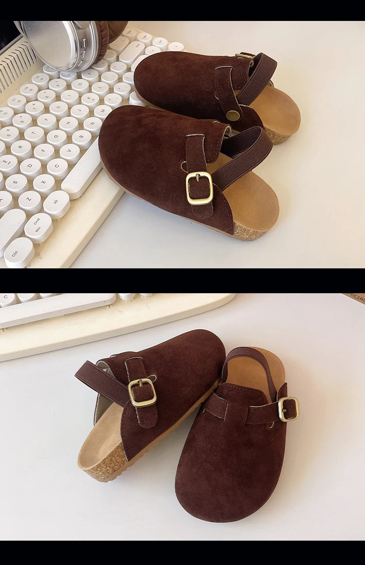 2024 New Girl Boy One Step Flat Bottom Baotou Half Slippers Children Summer Outwear Round Head Half Slippers Lazy Shoes