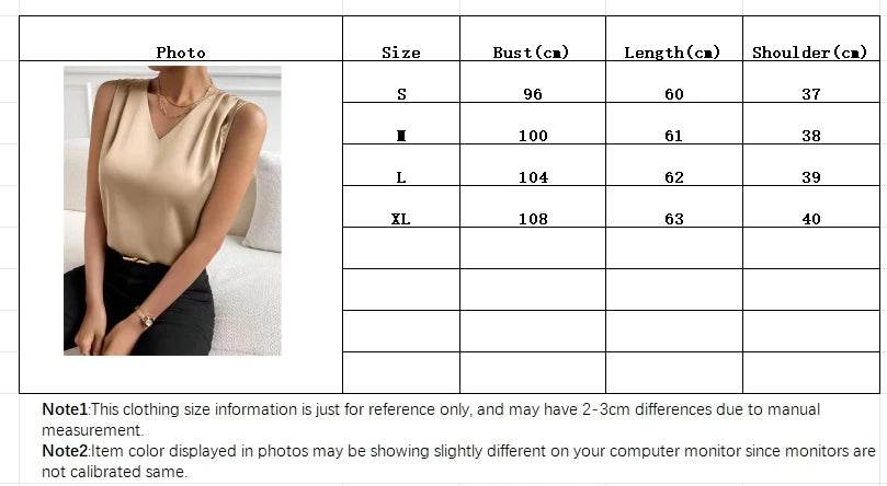 Women's vest elegant temperament V-neck vest summer vacation simple solid color fashion all-matching sleeveless top - AIAZ