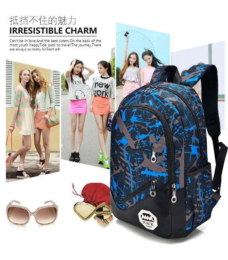 Waterproof travel laptop backpack children School Bags teenager Boys girls camouflage school Backpack set high School backpack - AIAZ