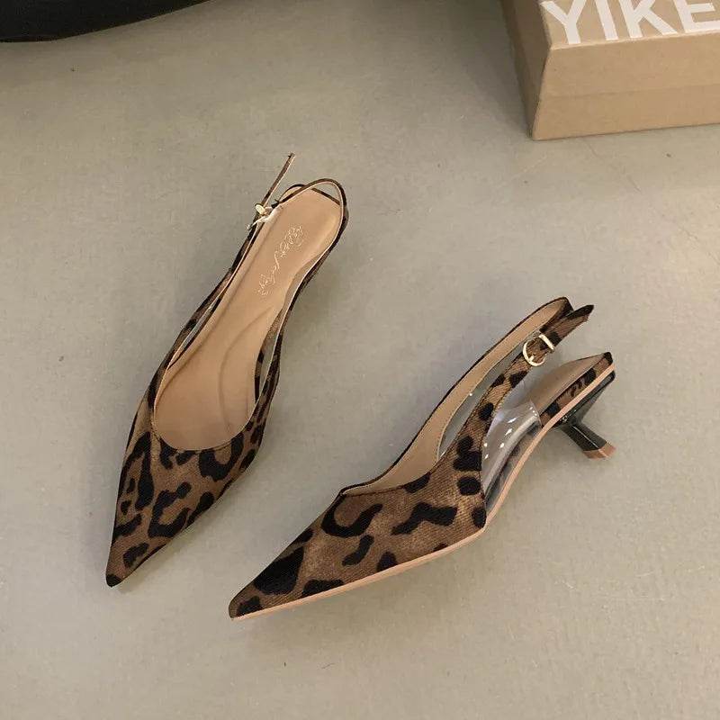 Bailamos Women Sandals Pointed Toe Elegant Low-heel Shoes Summer Fashion Slingback Woman Mules Shoes Pumps Dress Shoes - AIAZ