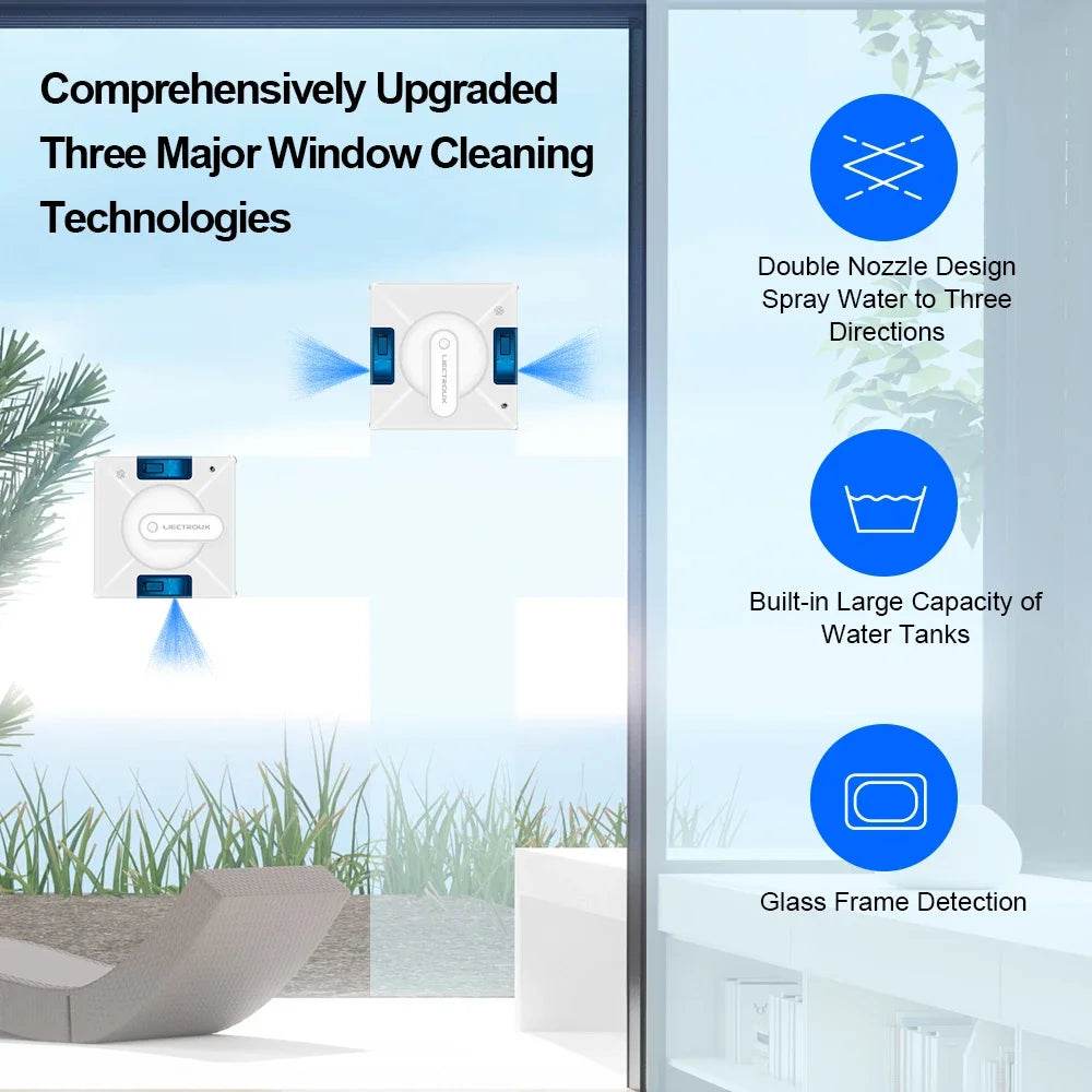 Robot Window Cleaner LIECTROUX YW509,4-Way Water Spray,Home Wall Glass Window Robot Vacuum Cleaner,Updated Laser,Smart Memory - AIAZ