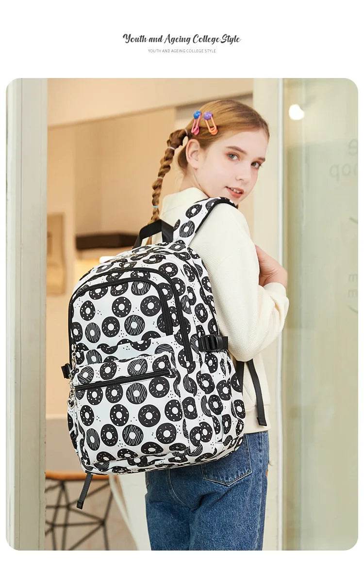 2025 New 3 Pcs Sets Student Schoolbag Girls Fashion Leisure Large Capacity Backpack Junior High School Shoulders Backpack - AIAZ