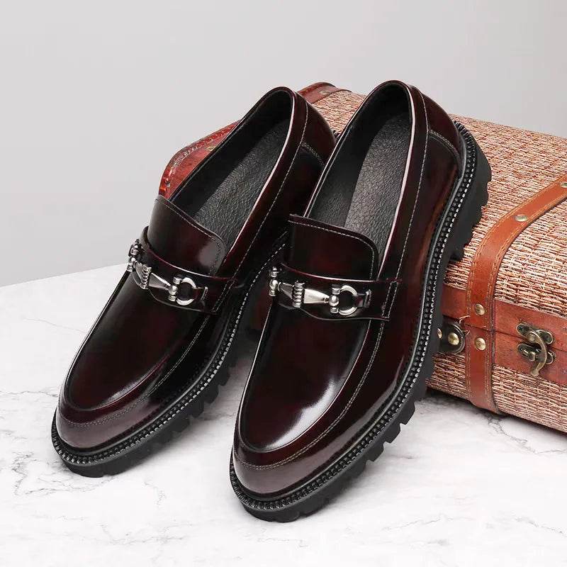 Men's Business Formal Leather Shoes Man Casual Leather Shoes Loafers Casual Business Wedding Shoes for Men Round Toe Slip-On - AIAZ