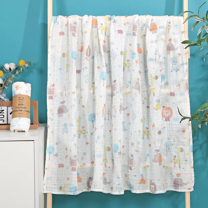 Baby Blanket Swaddle Bamboo Cotton Wrapped Towel Thin Design Double-layer Bath Towel  Baby Bath Towel Gauze Children Quilt