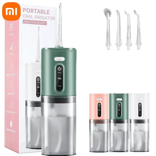 Xiaomi Dental Oral Irrigator 5 Nozzle Portable Dental Water Flosser USB Rechargeable 280ml Three frequency pulses Teeth Cleaner