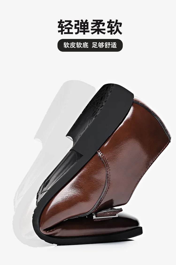 Casual Business Shoes for Men Point Toe Men Dress Buckle Shoes Luxury Men's Wedding Formal Shoes Derby Party Oxford Footwear - AIAZ