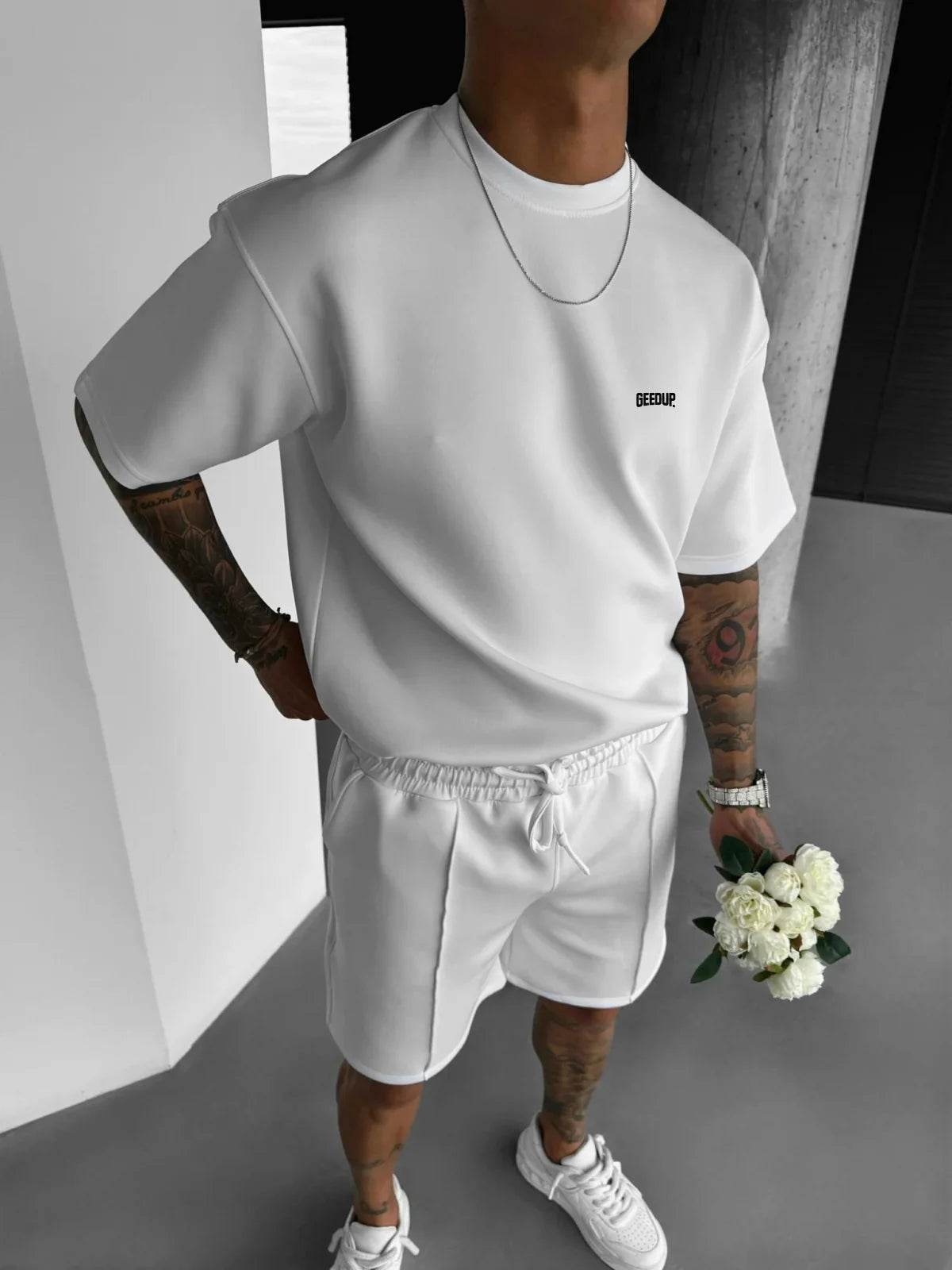 Men 2025 summer fashion sports design sense simple casual solid color quick drying short-sleeved T-shirt trend clothes - AIAZ