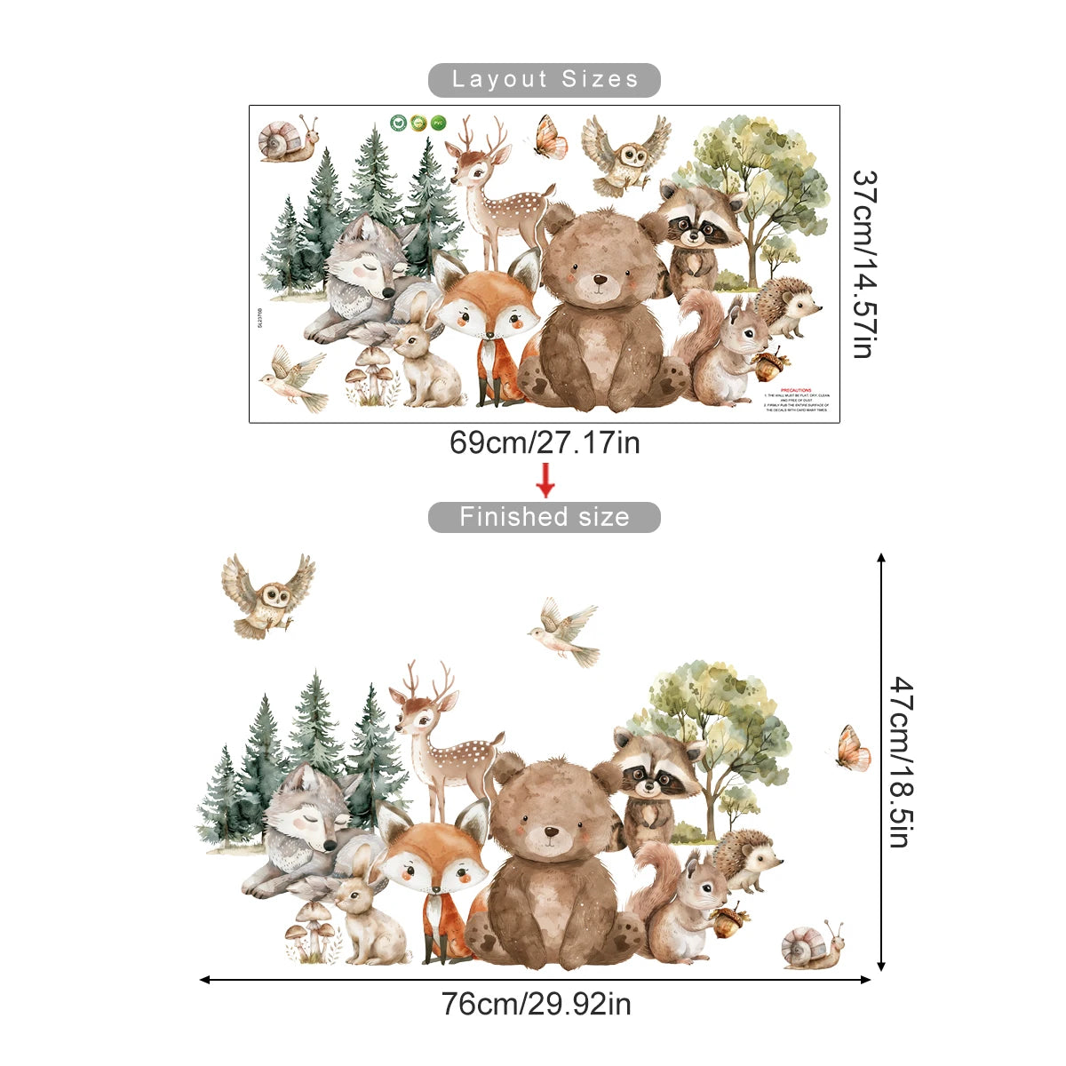 Forest Animals Theme Bear Deer Rabbit Children's Wall Stickers for Kids Room Baby Room Decoration Wallpaper Wall Decals Nursery