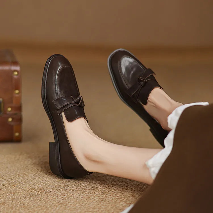 Dress Shoes Women Loafers Cow Leather Sheepskin Rubber Formal Business Suit Ladies 2025 Spring Autumn Handmade
