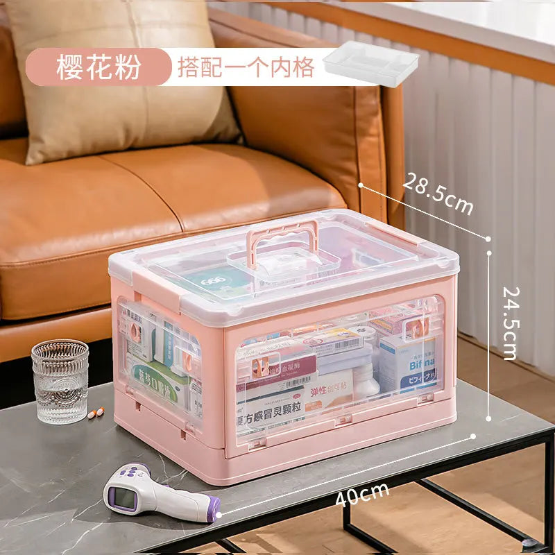 Medicine  Large Capacity Household Storage Box Transparent Emergency Medicine Box Foldable Multi-functional Sorting Box