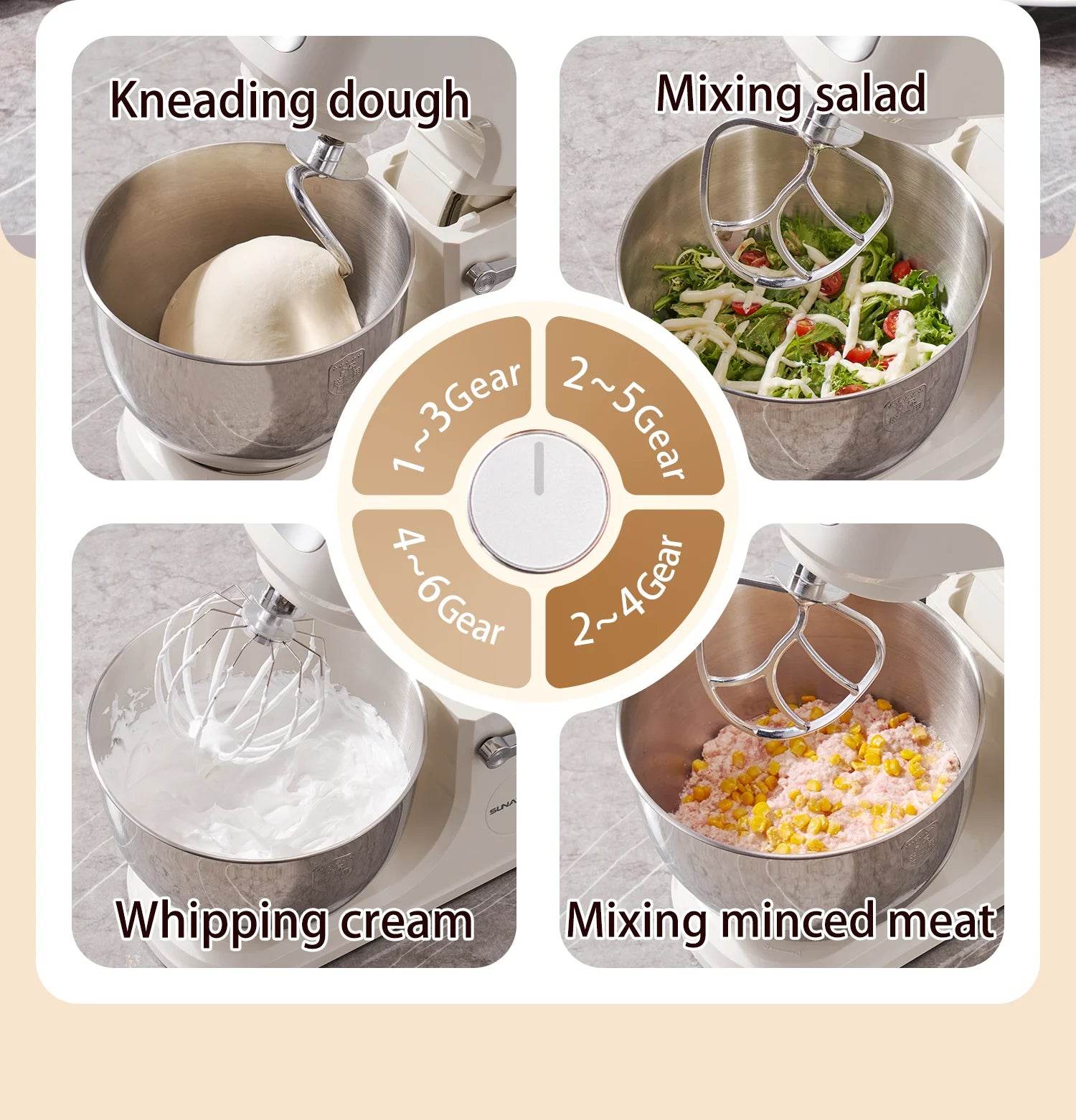 SUNATUR 2000W electric kitchen blender 8L stand mixer machine Egg Beating cream All-in-One Mixer Household Auto Dough Kneading - AIAZ