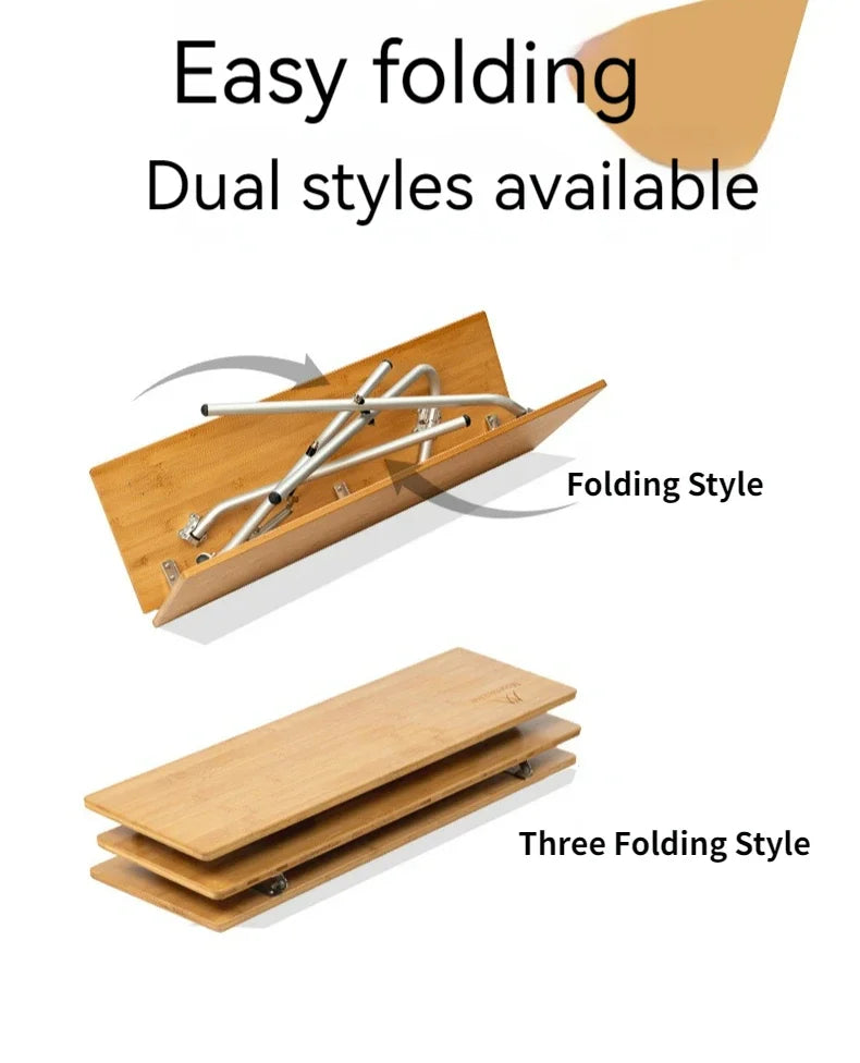 MOUNTAINHIKER Outdoor Camping Bamboo Folding Table Portable Fast Storage Folding Desk Outdoor Dining Table Picnic BBQ Table