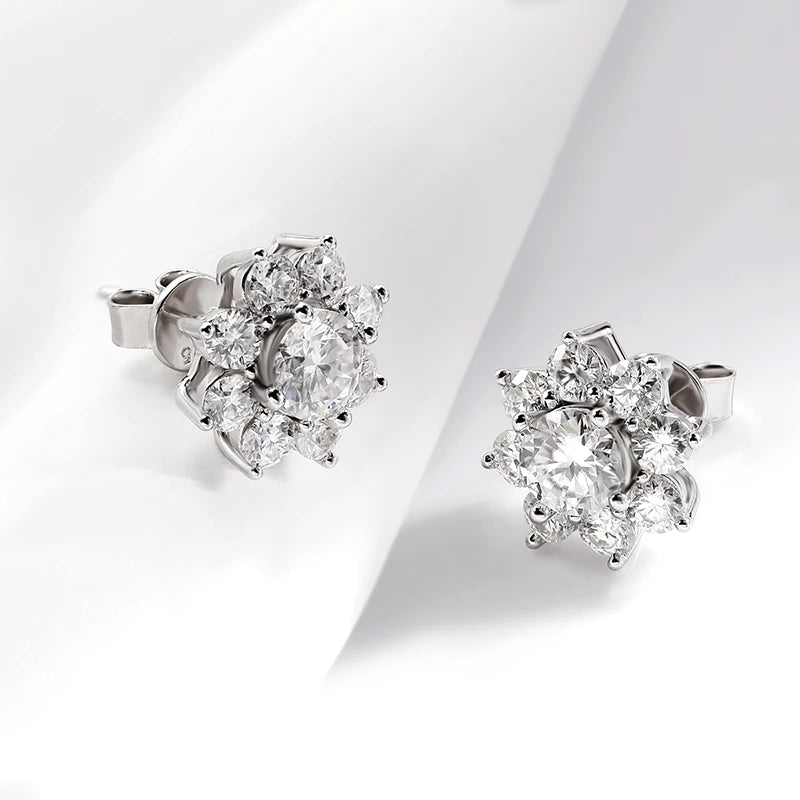 NKHOG Full Moissanite Jewelry Set 925 Sterling Silver Sunflower Necklace Bracelet Earring Sets For Women Fine Jewelry GRA Tested