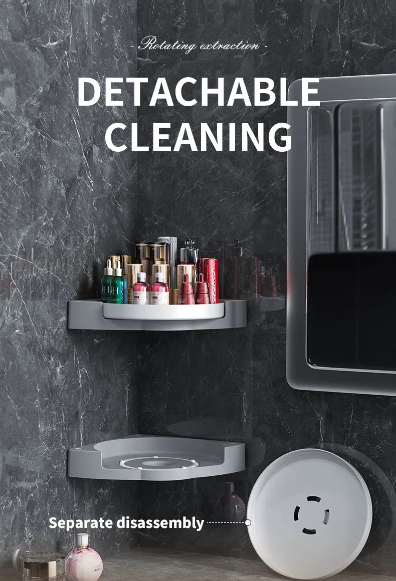 360° Rotate Shower Organizer Shelves Bathroom Swivel Shelf Kitchen Storage Organiser Shower Shelf  Bathroom Accessories