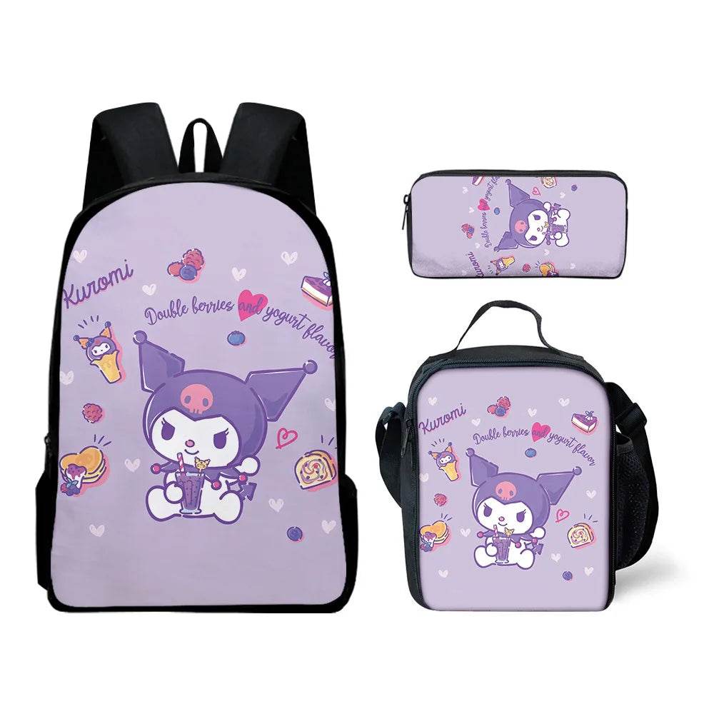Sanrio Kuromi Backpack Sanrio Backpack Pencil Bag Student School Bag Primary and Middle kawaii Cartoon School Bag Mochila - AIAZ