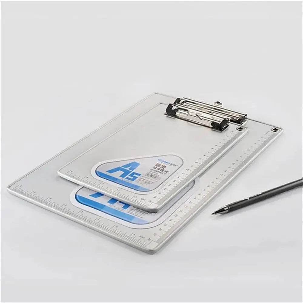 School Supplies A5 Aluminum Alloy File Folder Paper Ticket Storage Writing Board Clip Writing Pads Clipboard A4 Document Holder - AIAZ