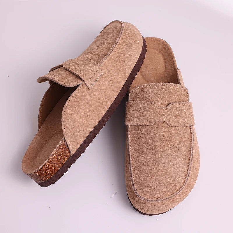 Smile PoP Cork Suede Clogs Slippers For Women Men Clogs Shoes Classic Cork Antislip Outdoor Slippers With Arch Support Mules