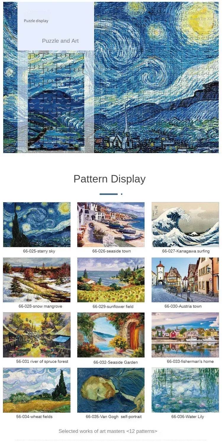 38*26cm Mini Jigsaw Puzzle 1000 Pieces for Adults Famous Oil Painting Van Gogh Puzzle Christmas Gift Toy Educational Toys - AIAZ