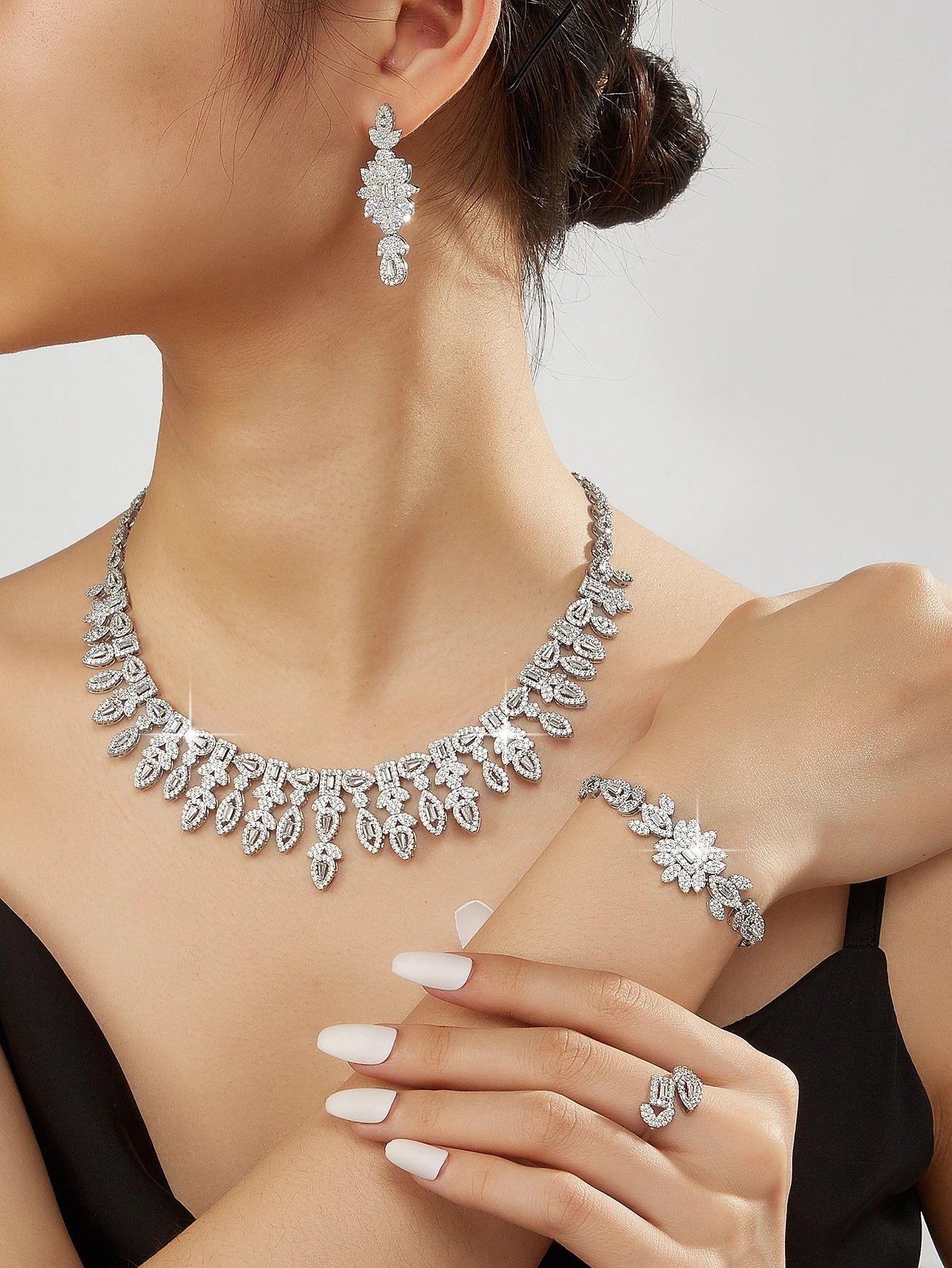 4pcs Bridal Cubic Zirconia Jewelry Sets For Women Party Luxury Dubai Nigeria CZ Crystal Wedding Jewelry Sets