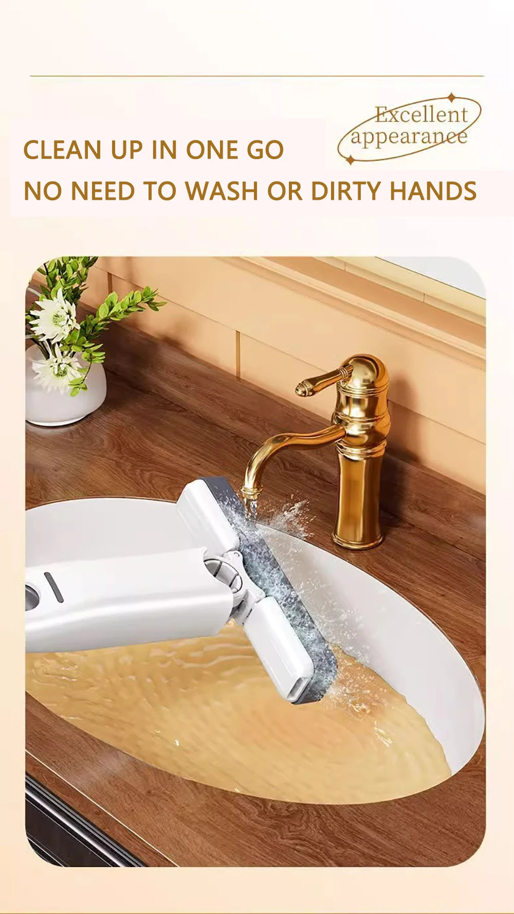 Mini Self Squeeze Mop, Powerful Folding Household Clean Tools, No Hand Wash, Strong Absorbent Mop for Bathroom, Kitchen, Desktop