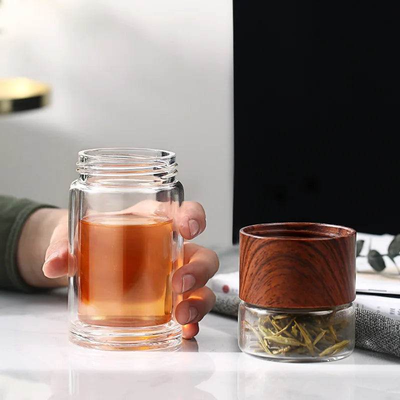 High Quality Double Glass Water Bottle With Case Tea Drink Bottle Infuser Tumbler Drinkware Waterbottle Eco-Friendly - AIAZ