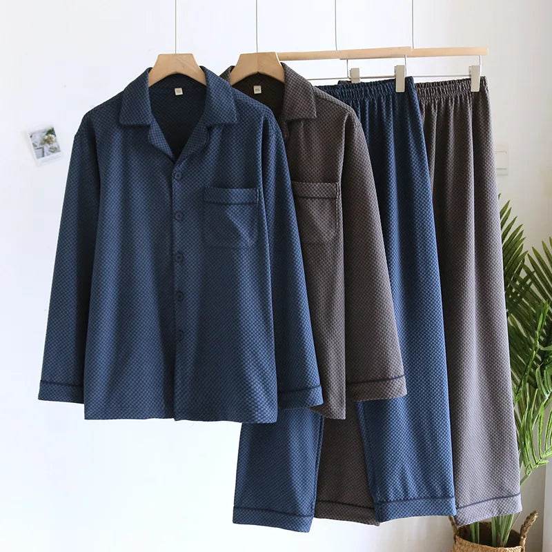 2025 New Men's Autumn/Winter Pajama Set Thickened Warm Home Clothes Long Sleeve Long Pants Two Piece Set Large Size Set - AIAZ