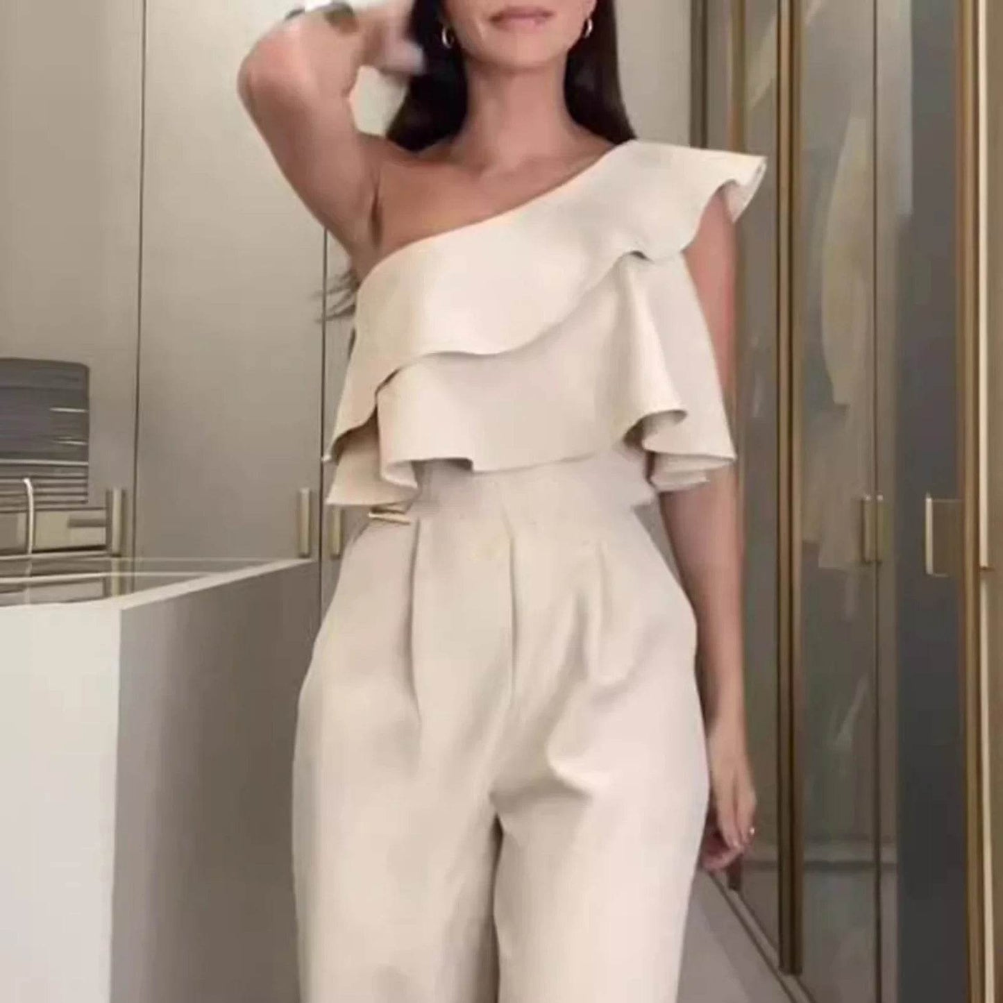 Women Sleeveless Long Jumpsuit 2025 Summer Wide Leg Pant Casual Waisted Tank Rompers Playsuit Office Lady Elegant Pocket Overall - AIAZ