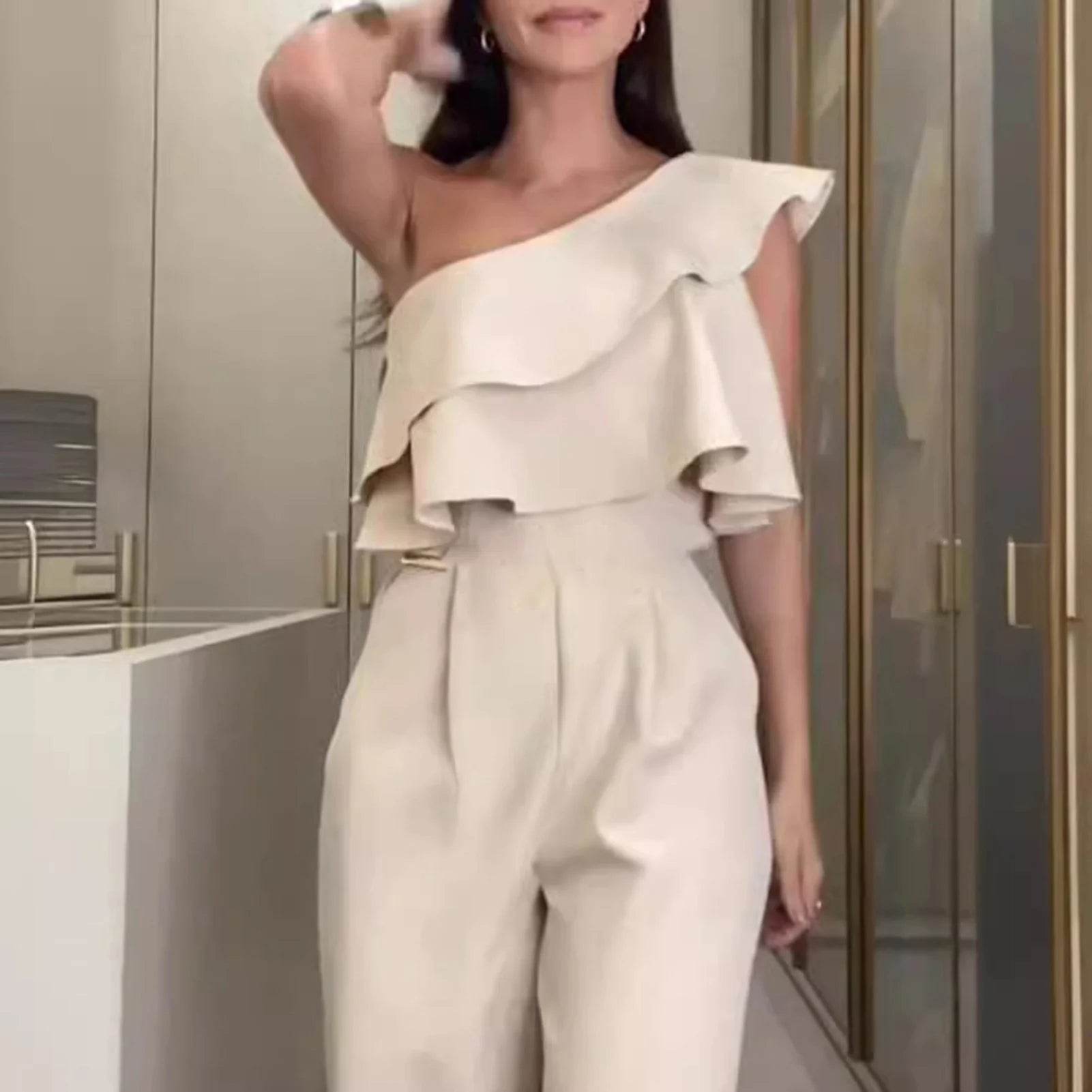 Women Sleeveless Long Jumpsuit 2025 Summer Wide Leg Pant Casual Waisted Tank Rompers Playsuit Office Lady Elegant Pocket Overall - AIAZ