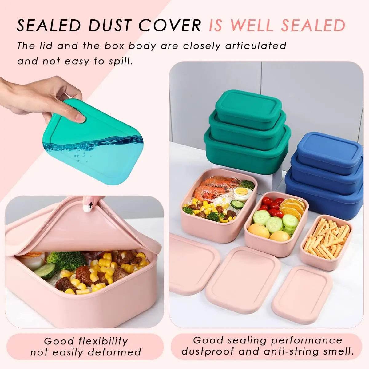 Silicone Bento Boxes Lunch Container, YONGHAO Leak-Proof Lunch Container, BPA-Free, Dishwasher Safe - AIAZ