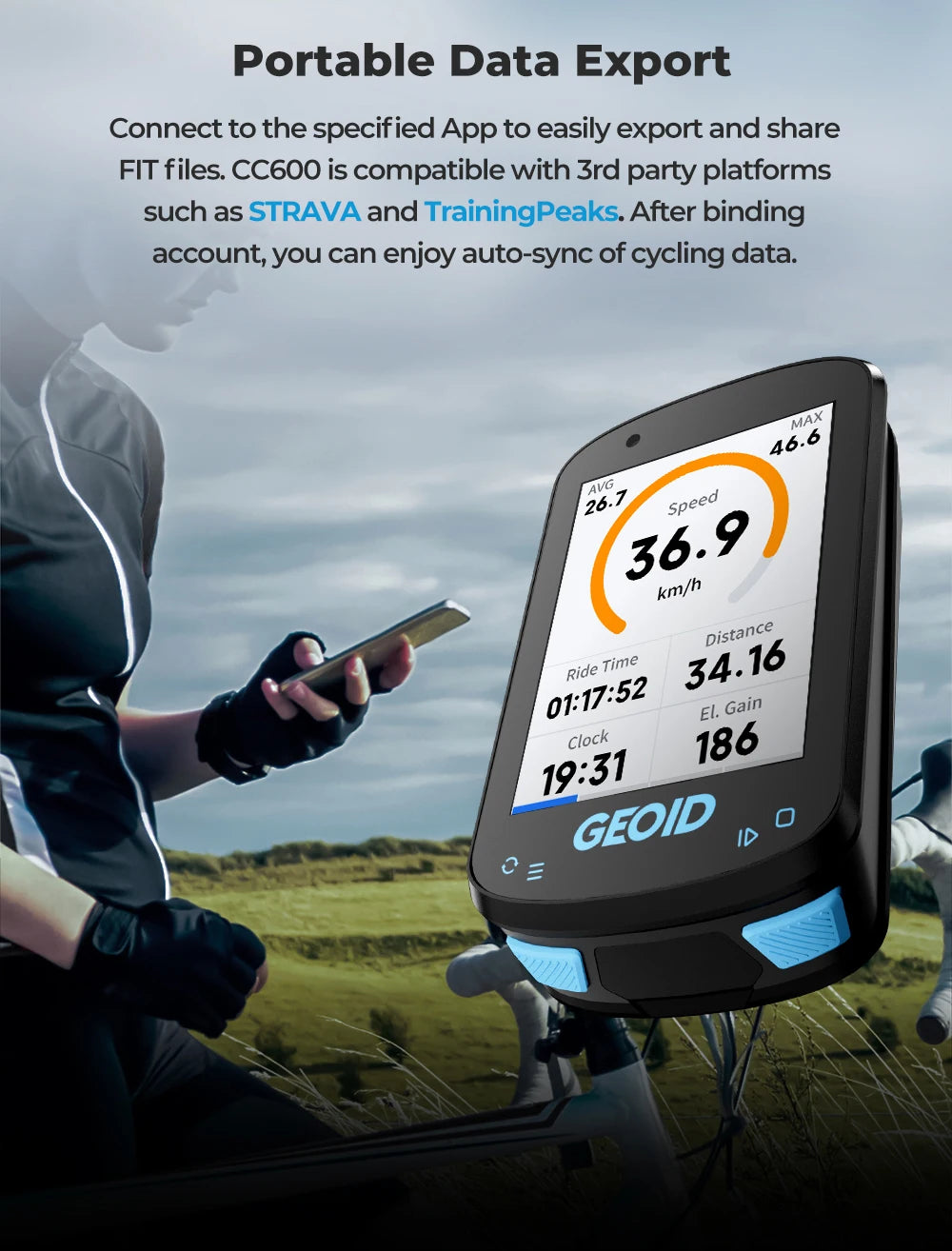 GEOID CC600 Color Screen Bike Computer Smart Navigation GPS Wireless Bicycle Speedometer WIFI ANT+ 11 Languages Cycling Odometer