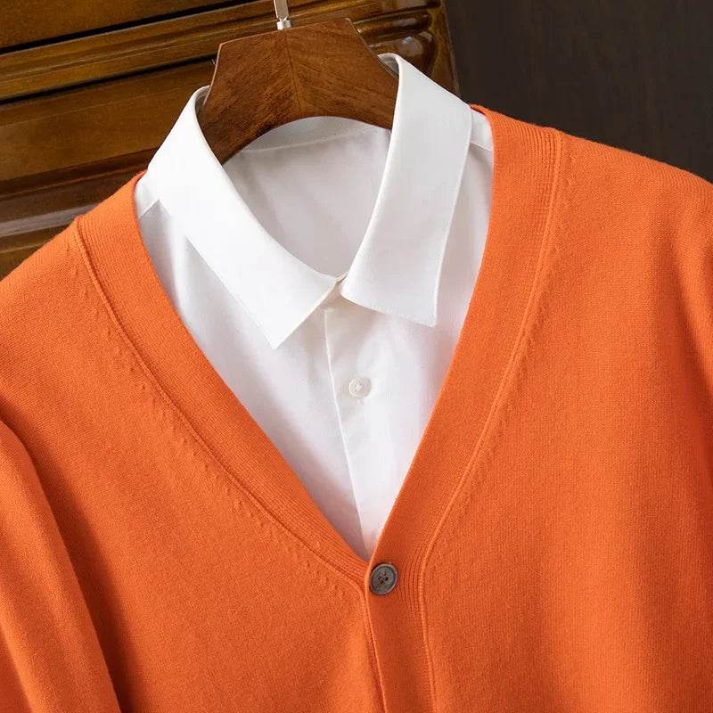 BROWON Brand Mens Sweater Cardigan Business Casual Classic V-neck Solid Color Cardigan Men Sweater Korean Fashion Mens Clothes - AIAZ