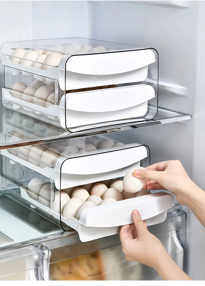 Refrigerator Egg Storage Crisper Drawer-type 40-grid Household Double-layer Egg Tray Kitchen Stackable Egg Rack