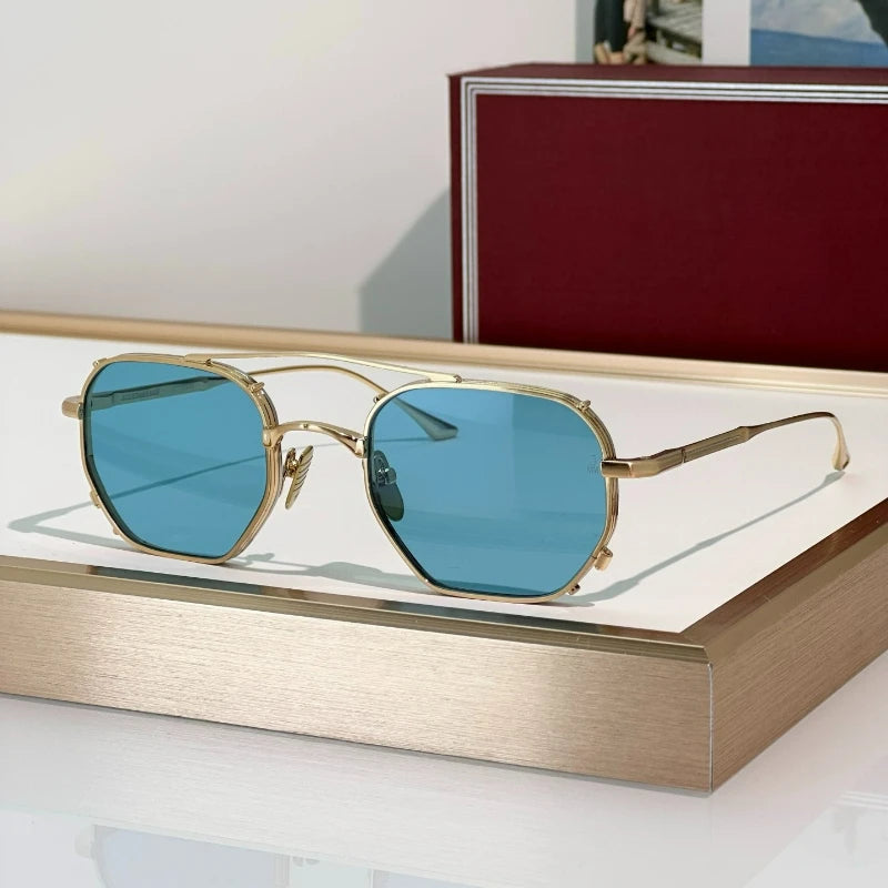 MARBOT Sunglasses Double Bridge Design Handmade Quality Alloy Rectangular Designer Brand Classic Alloy Glasses Outdoor UV400